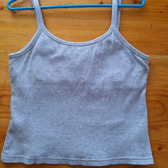 Tops - Vintage Grey Ribbed Tank Top with Bralette